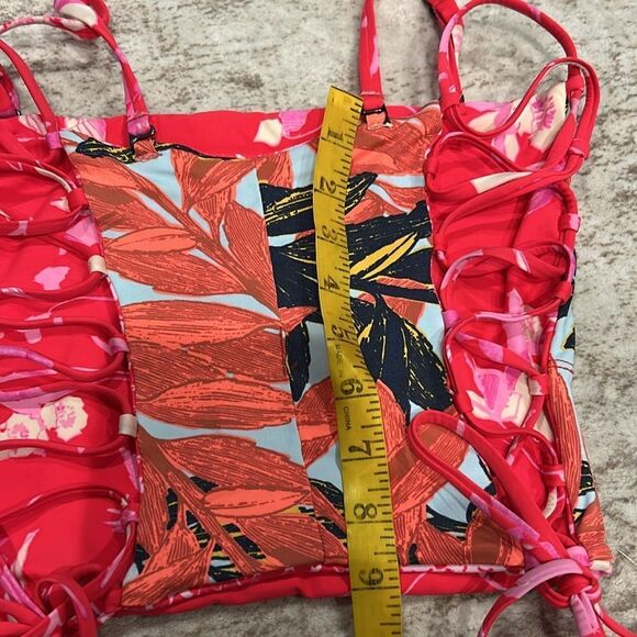 Maaji Fairy Cupid Floral Bandeau Swim Top reversible! Size small - Picture 8 of 9